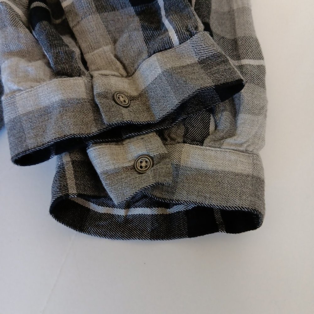 J. Jill Women's Black Plaid Rayon Button Front Long Sleeve Top Size L - Picture 7 of 12